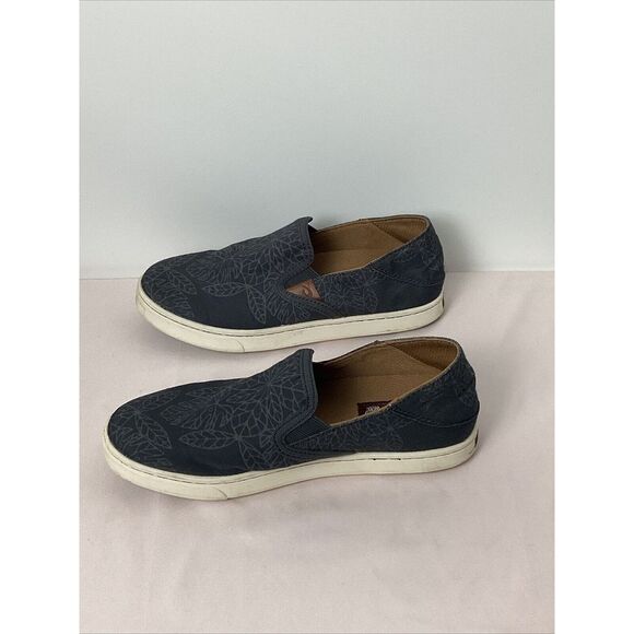 EUC Olukai PEHUEA POW! WOW! Slip on Canvas Sneakers Shoes Size 6 GREY LEAF - Picture 5 of 7